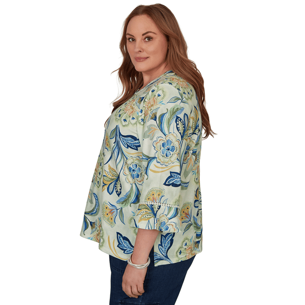 Plus Size Alfred Dunner Indigo Girls Bold Meadow Floral Blouse