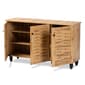 Baxton Studio Winda Oak Brown Wood 3-Door Shoe Cabinet - image 2
