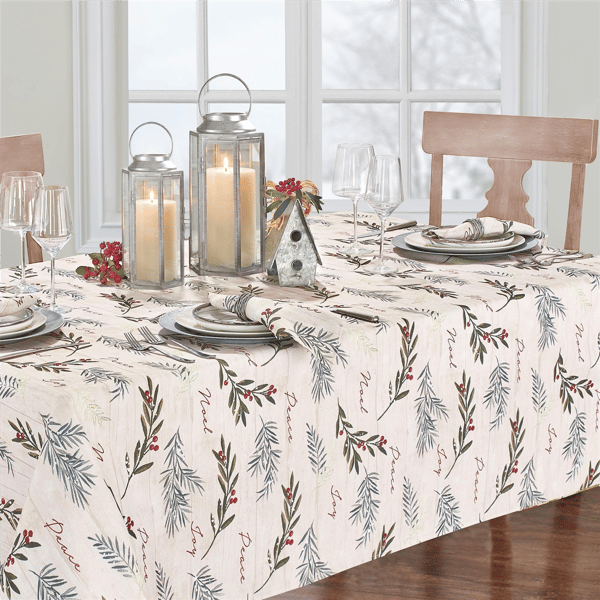 Threadmade Holiday Tree Trimmings Tablecloth