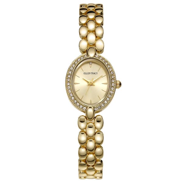 Womens Ellen Tracy 20mm Gold-Tone Oval Bracelet Watch - ET5471GD - image 
