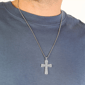 Mens Lynx 1/2ctw. Lab-Grown Diamond Cross Necklace-LGM0022P50SIL - image 5