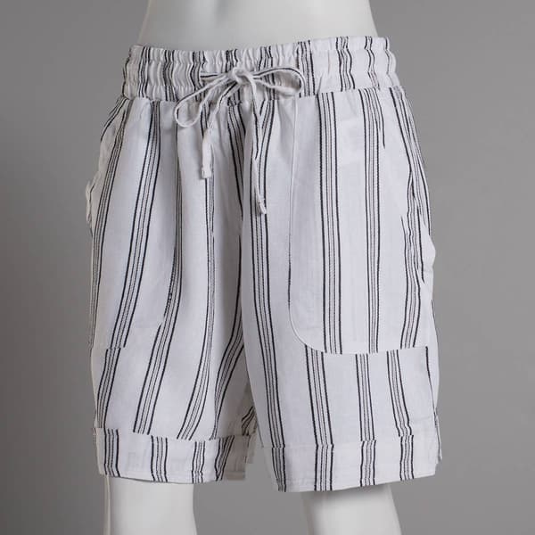 Womens Royalty 5in. Cuffed Stripe Shorts w/Pockets - Cream - image 