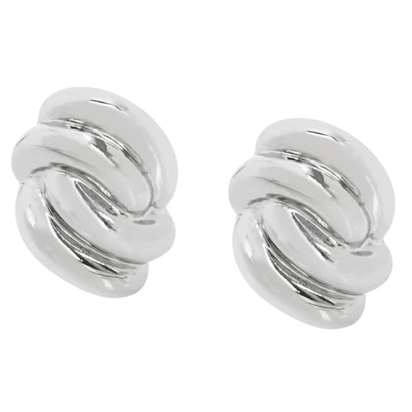 Steve Madden Rhodium Knot Large Stud Earrings