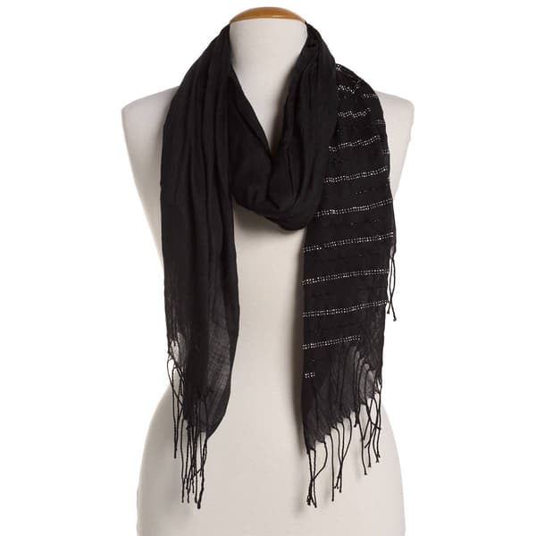 Womens Renshun Solid Bead Stripe Oblong Scarf - image 