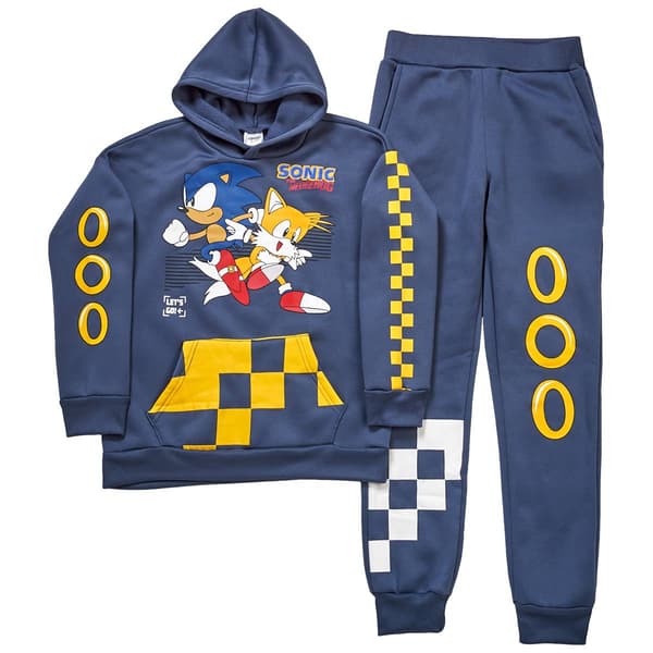 Boys (8-14) Sonic & Tails 2 Pc Hoodie & Joggers Set - Navy - image 