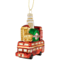 Northlight Merry Christmas Double Decker Tour Bus Glass Ornament - image 1