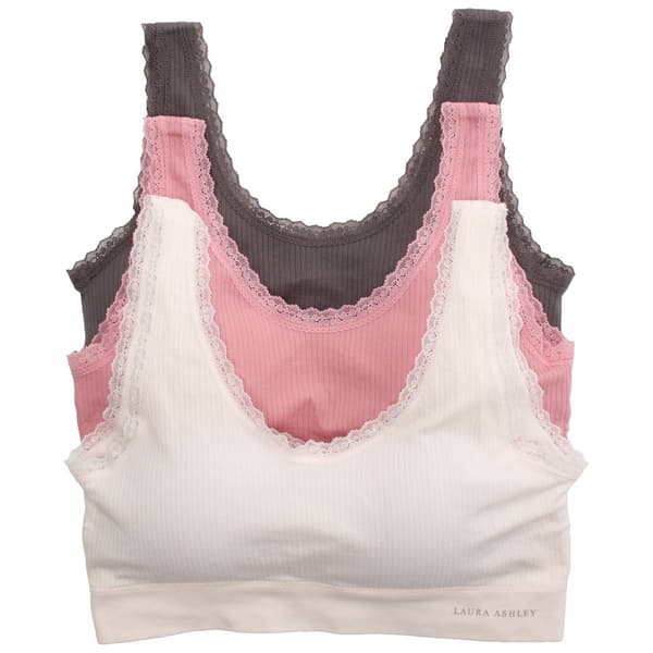Plus Size Laura Ashley(R) 3pk. Rib Lounge Bralellets LS6584-3PKD