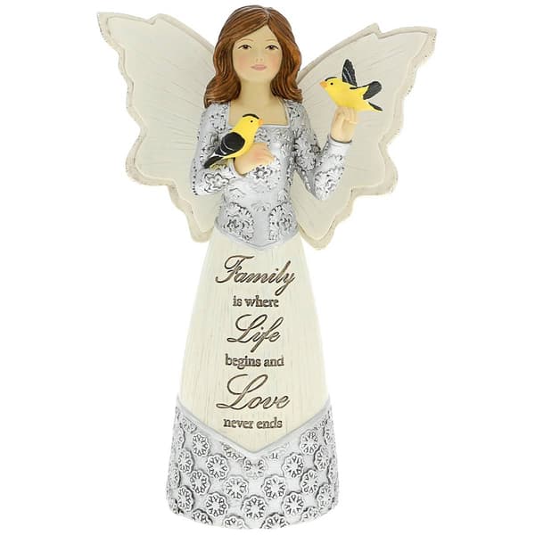 Pavilion Elements Family Angel Figurine with Goldfinches - image 