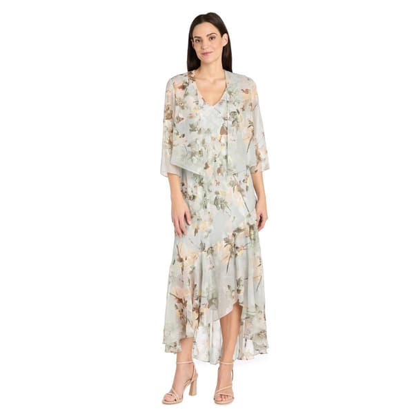 Womens R&M Richards V-Neck Floral Bolero Jacket Dress