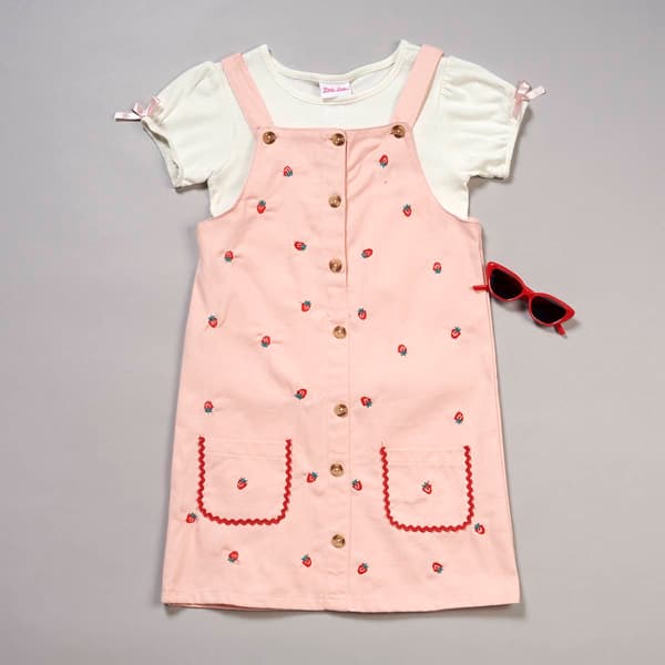 Girls (7-12) Little Lass® Strawberry Jumper w/ Short Sleeve Top - image 