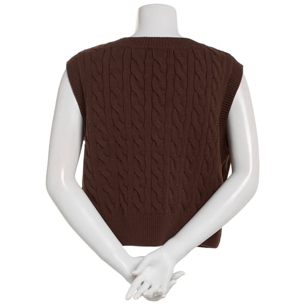 Juniors Pink Rose Cable Knit Sweater Vest