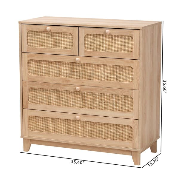 Baxton Studio Elsbeth Oak Brown Wood 5-Drawer Storage Cabinet