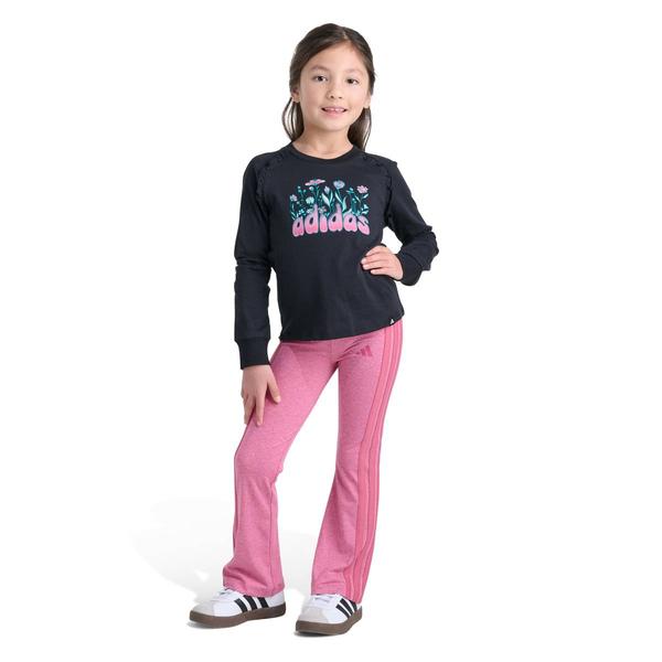 Girls (4-6X) adidas Long Sleeeve Ruffle Raglan Flare Pants Set - image 