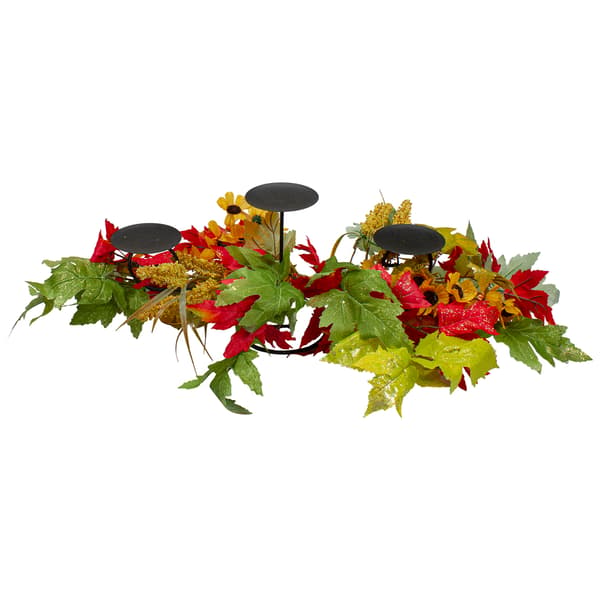 Northlight Seasonal Sunflower and Leaves Fall Candle Holder