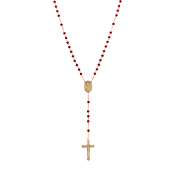 Symbols of Faith Gold Tone Red Bead Our Lady Of Guadalupe Rosary