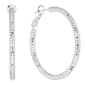 Fine Silver Plated 40mm Diamond-Cut Hoop Earrings - image 1