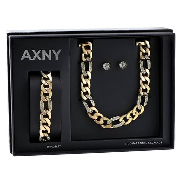 American Exchange Gold Figaro Chain/Bracelet & Earrings Set - image 