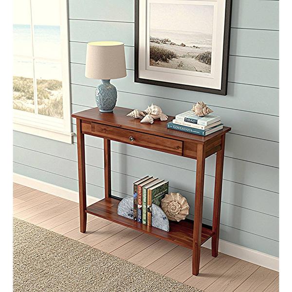 Casual Contemporary Living Acacia Console Table w/ Bottom Shelf