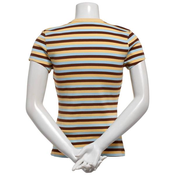 Juniors C-Life Snoopy Multi Stripe Baby Ringer Tee