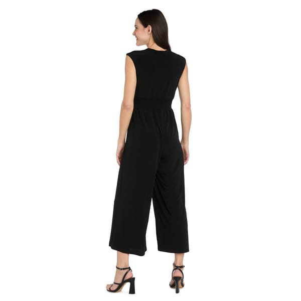 Womens R&M Richards Sleeveless Surplice Neck Solid Jumpsuit