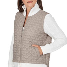 Petite Ruby Rd. Mythical Cable Knit Sleeve Quilted Jacket
