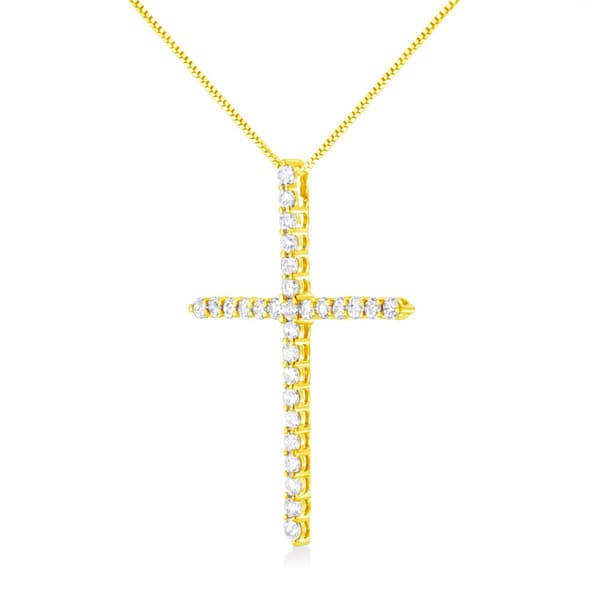 Haus of Brilliance 10kt. Gold Plated 3.0ct. Diamond Cross Pendant