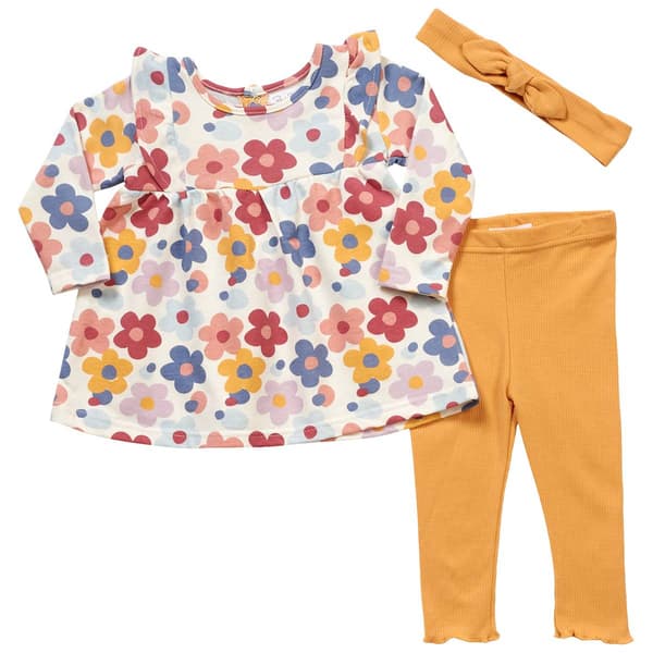 Baby Girl (12-24M) Rene Rofe(R) Flower Tunic/Leggings/Headband Set - image 