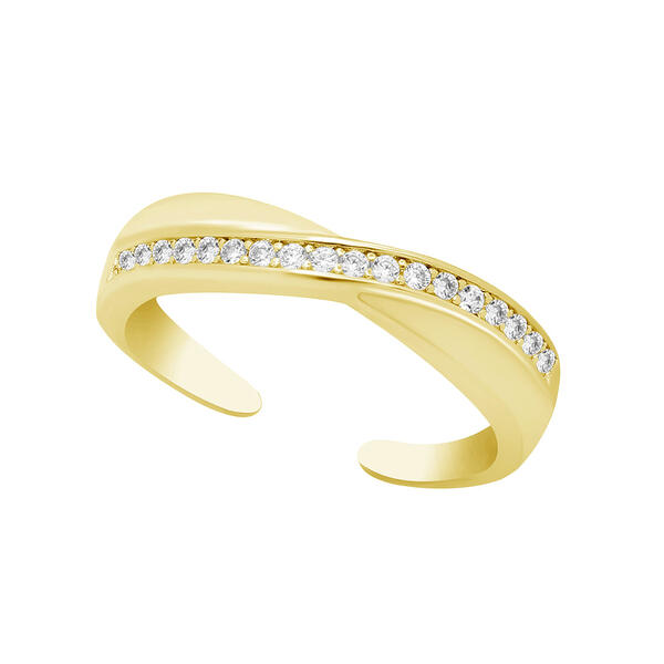 Barefootsies Gold Plated Cubic Zirconia Twist Adjustable Toe Ring - image 