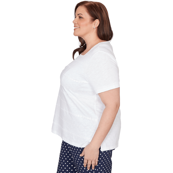 Plus Size Alfred Dunner Port Side Short Sleeve Square Neck Blouse