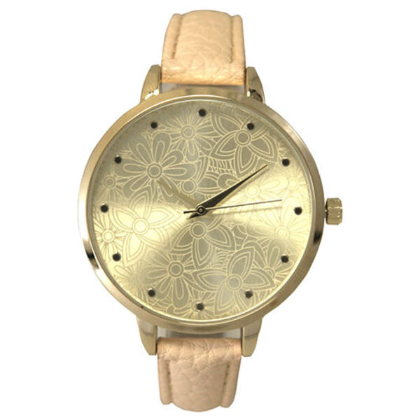 Womens Olivia Pratt Skinny Leather Strap Watch - 16575CREAM - image 
