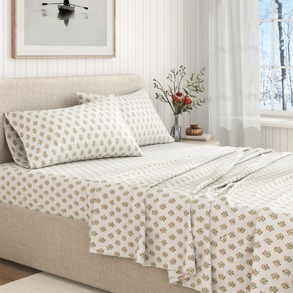 Freshfolds Winter Flowerbuds Flannel Sheet Set