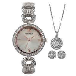 Ellen Tracy Silver-Tone Crystal Watch Set - ETJ8136SL