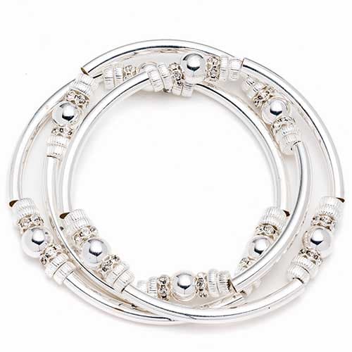 Nine West Silver-Tone Set of 3 Stretch Bracelets - image 