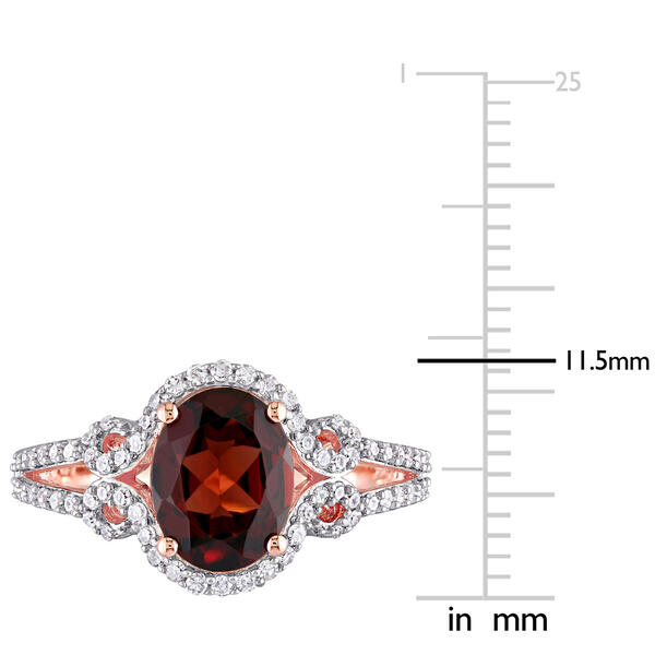 Gemstones Classics&#8482; 10kt. Rose Gold Garnet Oval Halo Ring