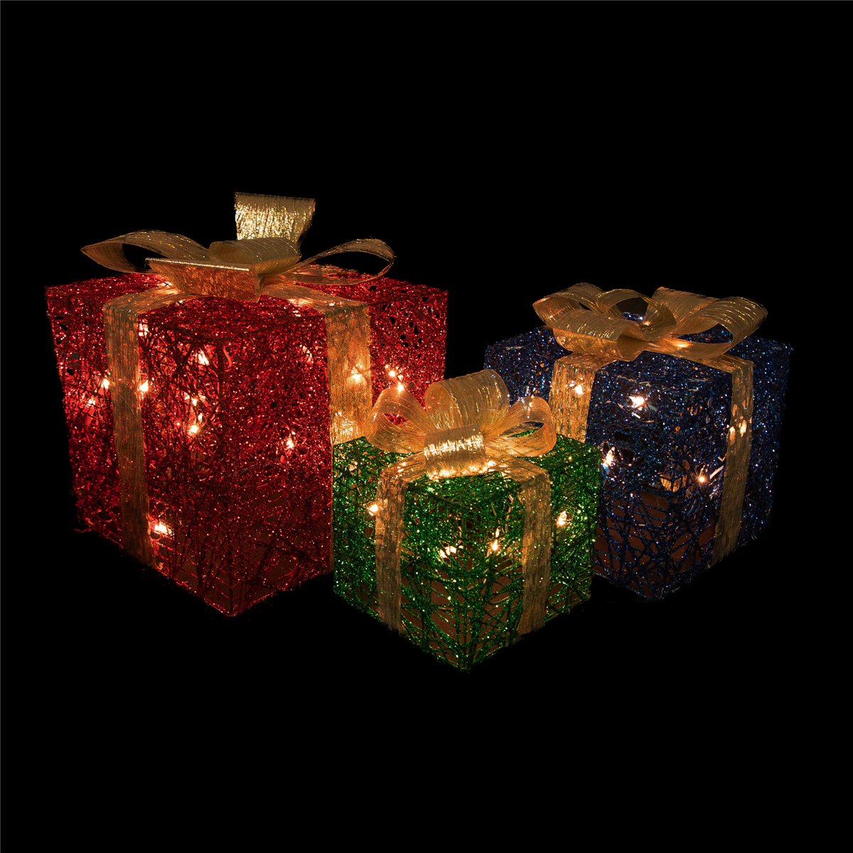 Northlight Red Blue & Green Gift Boxes Christmas Decor - Set of 3