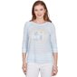 Womens Heart''s of Palm Aqua Fresh Printed Ploy Slub 3/4 Sleeve T - image 1