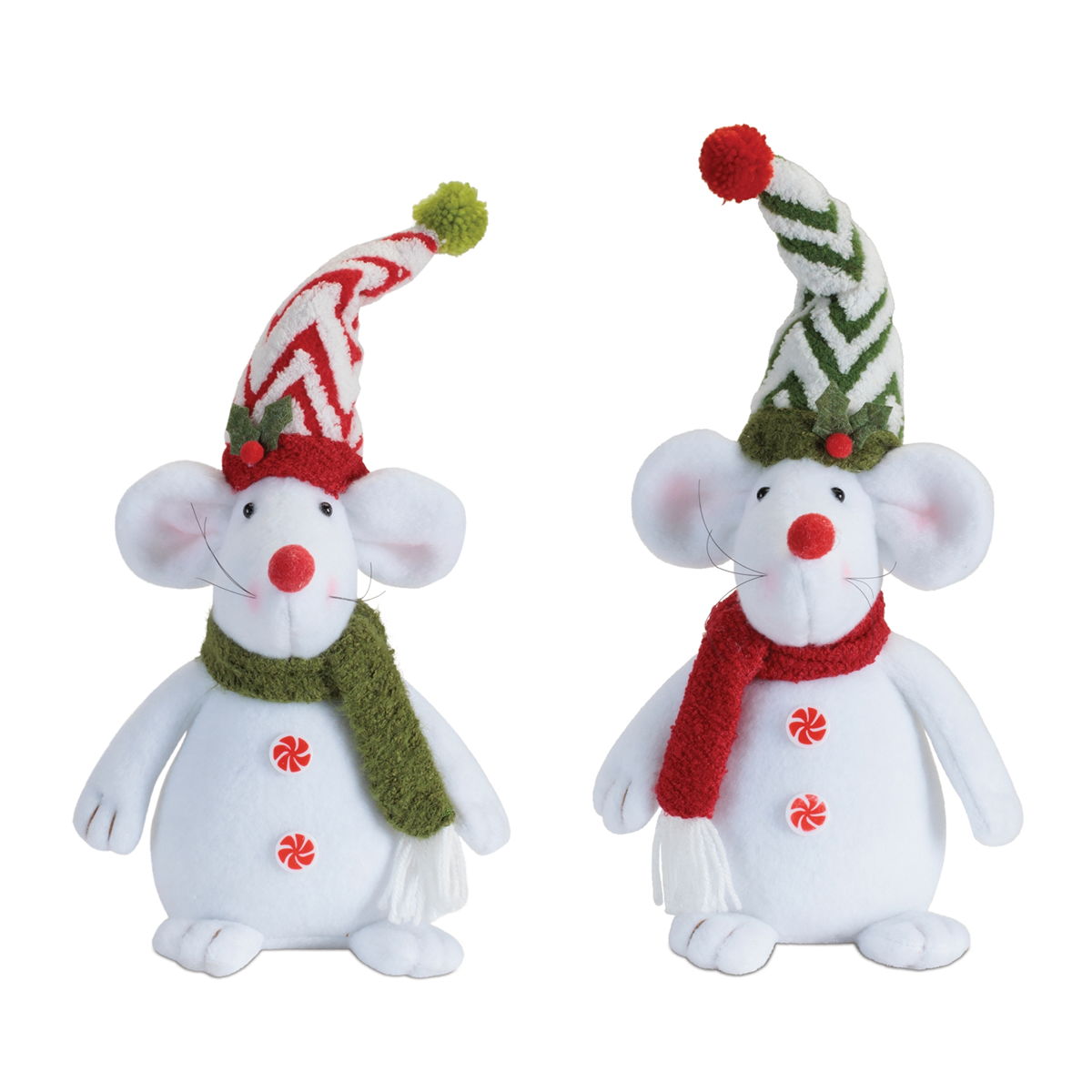 Melrose Holiday Plush Mouse Decor - Set of 2