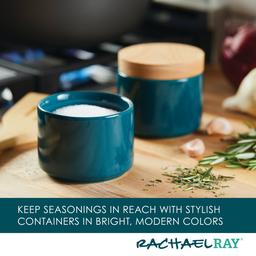 Rachael Ray 2pc. Ceramic Stacking Spice Box Set w/Lid-Teal Blue