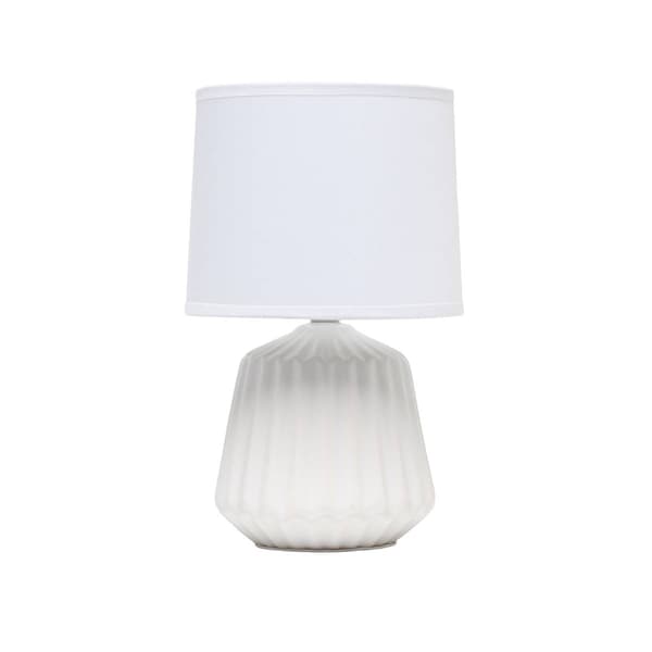Simple Designs Petite Off White Ceramic Pleated Base Table Lamp