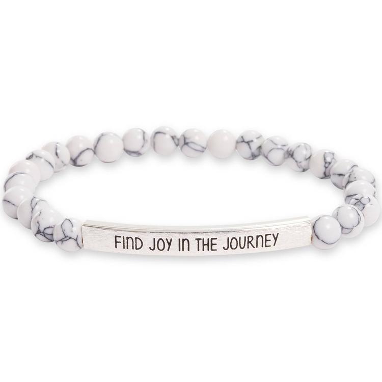 Beautiful Blessings Beaded Stretch Bracelet with Silver Joy Bar