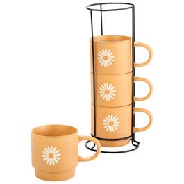 Azzure Market Finds Set of 4 Stack Mug w/ Deboss Flowers