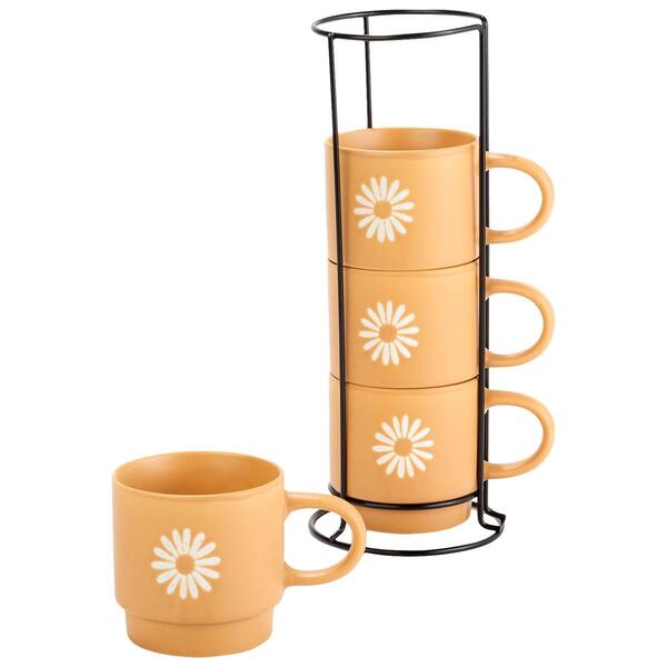 Azzure Market Finds Set of 4 Stack Mug w/ Deboss Flowers - image 