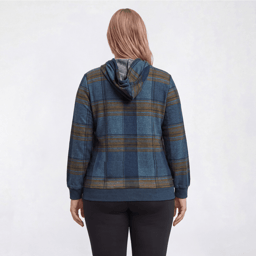 Plus Size Emily Daniels Long Sleeve Plaid Hacci Hoodie