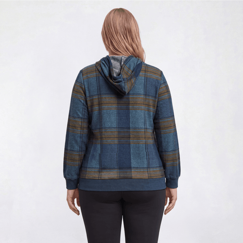 Plus Size Emily Daniels Long Sleeve Plaid Hacci Hoodie