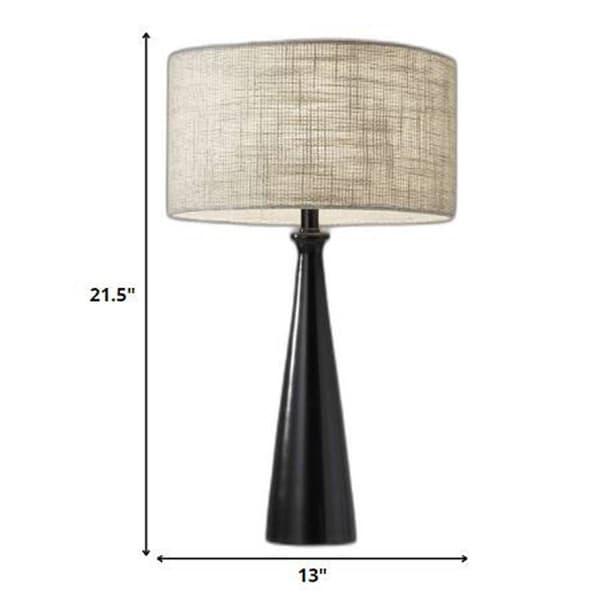 HomeRoots 22in. Black Metal Geo Table Lamp
