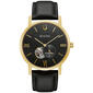 Mens Bulova Automatic Goldtone Black Leather Strap Watch - 97A154 - image 1