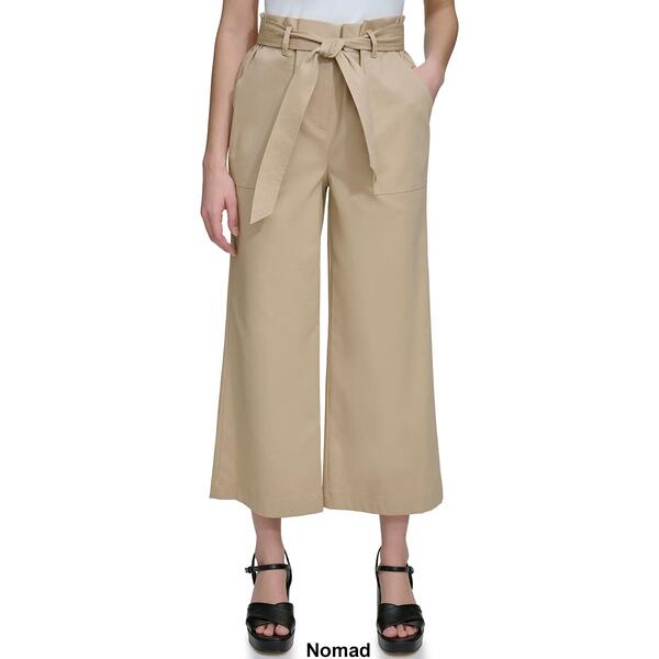 Womens Calvin Klein Wide Leg Crop Pants with Self Tie Belt