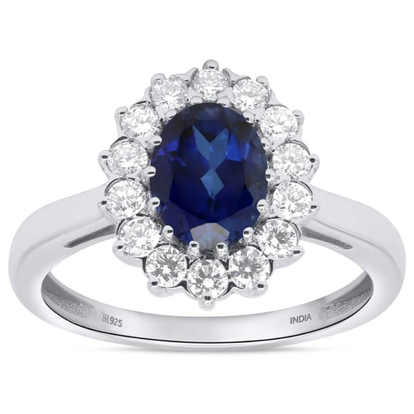 Nova Star(R) Oval Lab Grown Sapphire with Lab Grown Diamond Ring