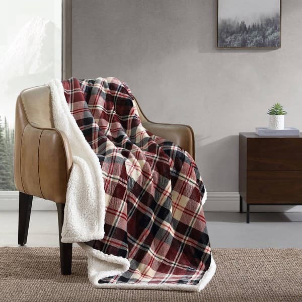 Eddie Bauer Trailhead Plaid Plush-Fleece Reversible Throw