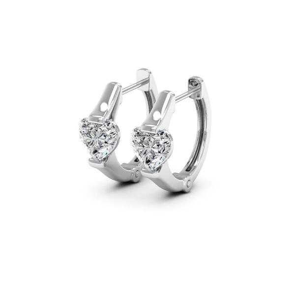 Moluxi&#40;tm&#41; Sterling Silver 1ctw. Heart Moissanite Hoop Earrings - image 